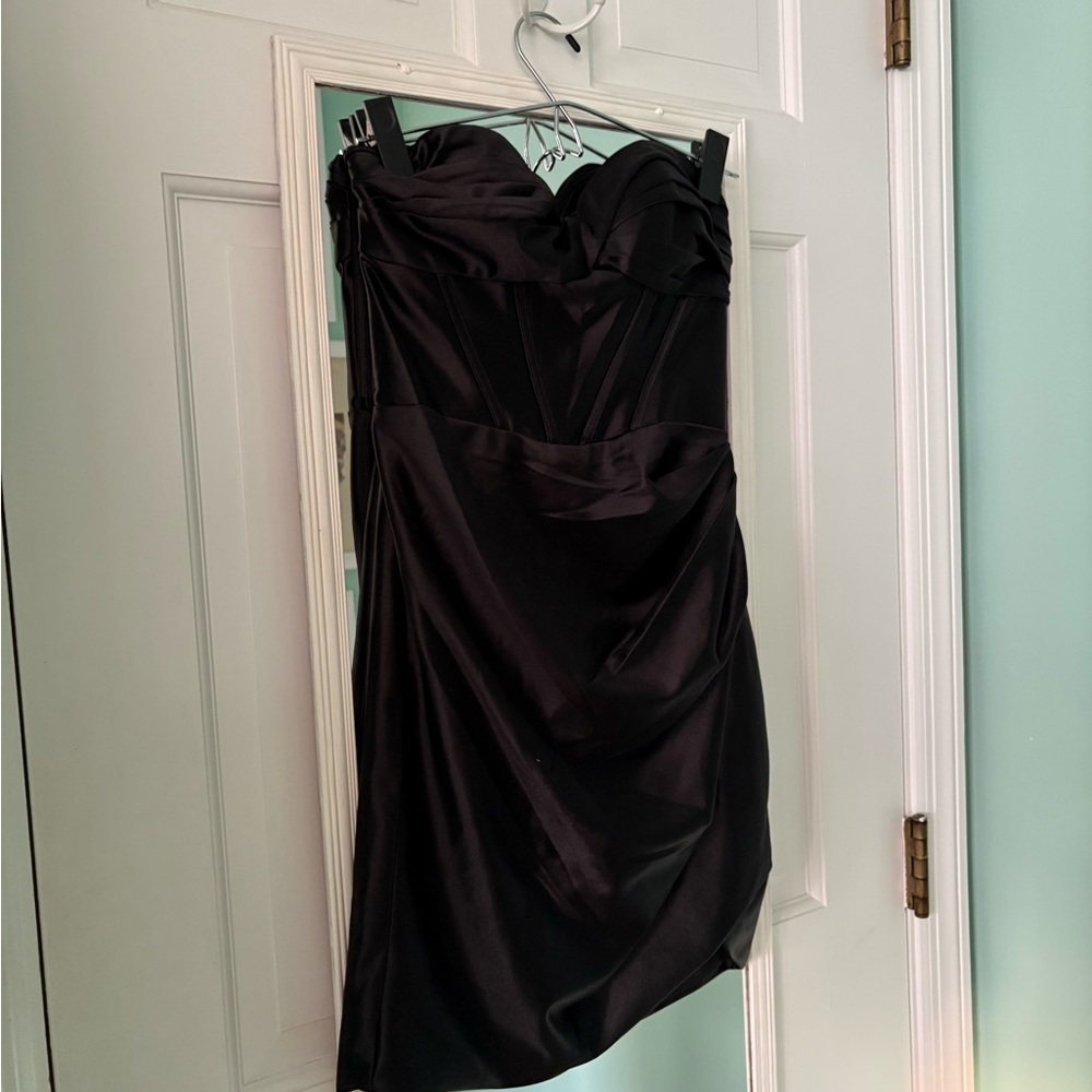 Gianni Bini Strapless Black Satin Corset Dress